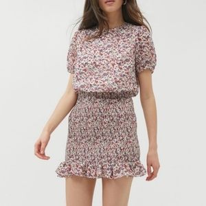 UO Floral Shirred Skirt Mini Dress